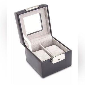 ROYCE New York Leather Black and Silver Watch Box with Key